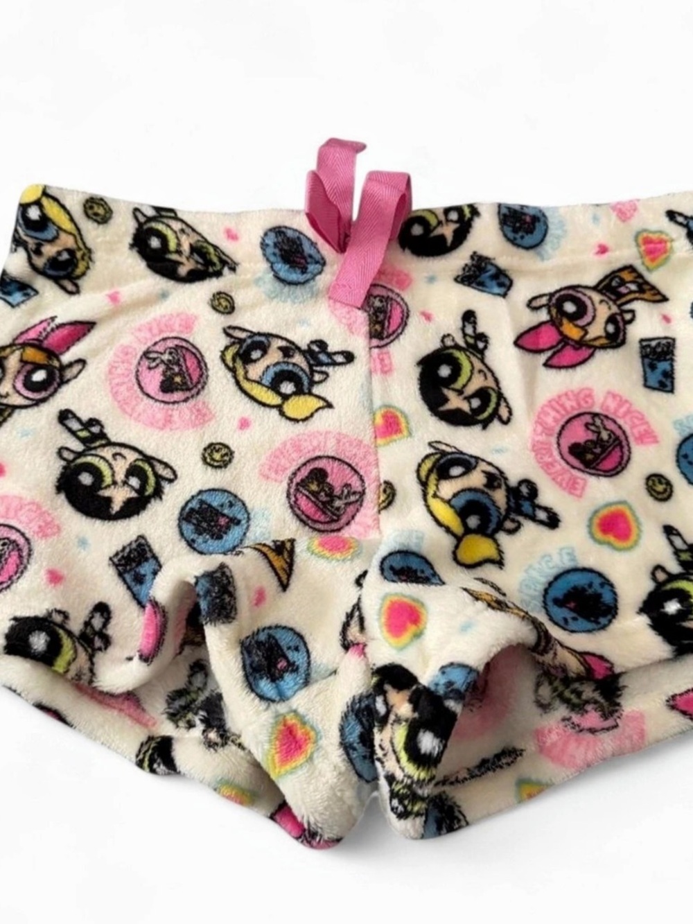 Powerpuff Girls Graphic Lounge Shorts in White & Pink Size XL